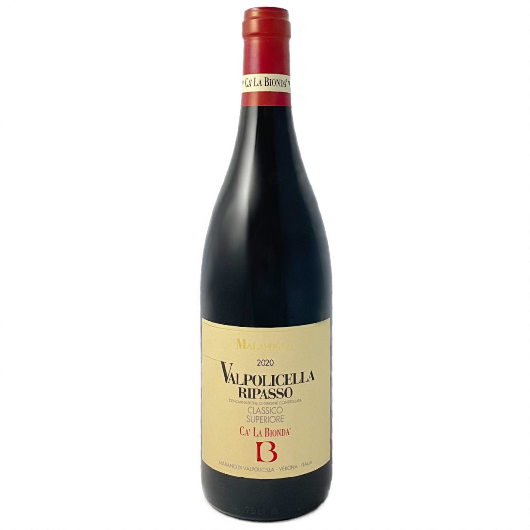 Ca la Bionda Valpolicella Ripasso 'Malavoglia' organically farmed grapes a traditional ripasso that uses the skins from the appassimento wines to enrich resulting in a full bodied red wine from the Veneto near Verona