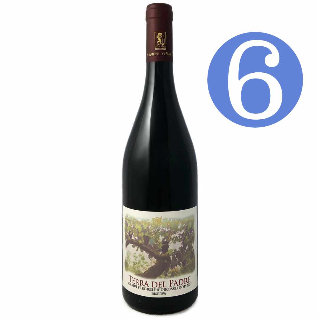 Cantine del Mare. Piedirosso Riserva Campi Flegrei 'Terre del Padre' ungrafted old vines a medium bodied Italian red wine vines 6 bottle case offer
