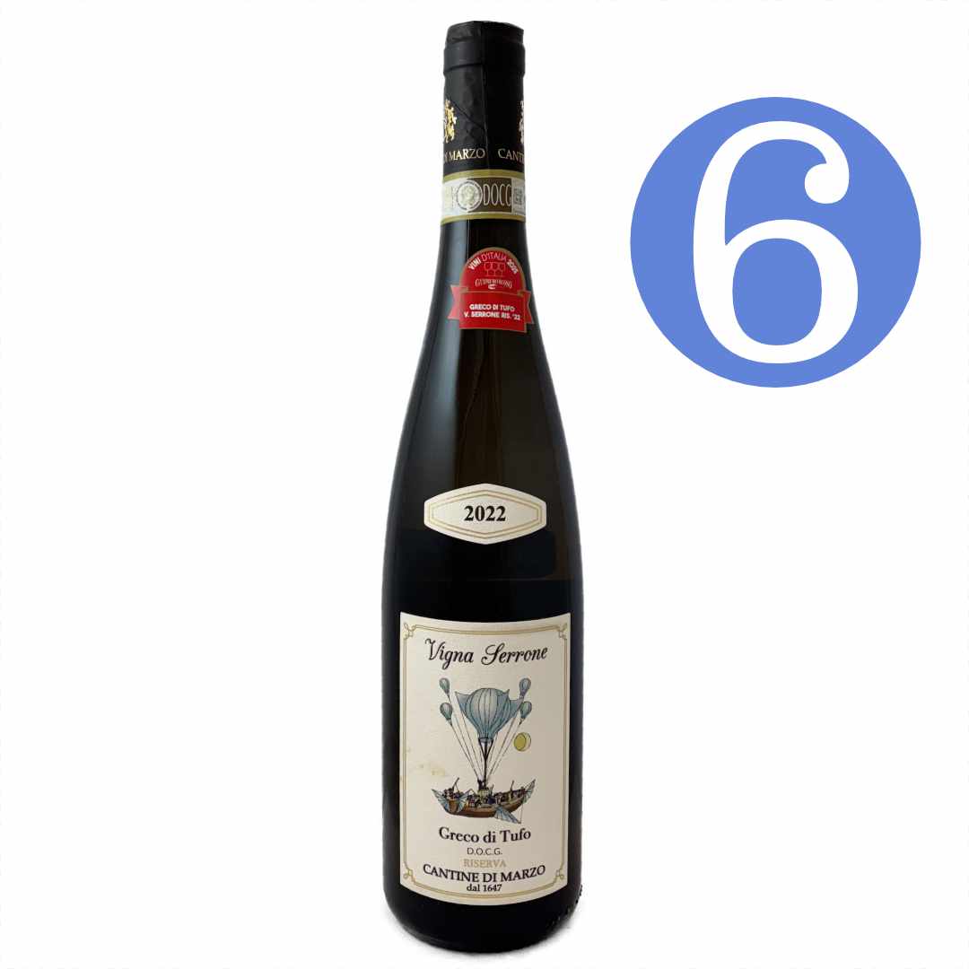 di Marzo Greco di Tufo Colle Serrone. Italian dry white wine. Campania, Italy Gmbero Rosso 3 glasses Tre Bicchierre 6 bottle case