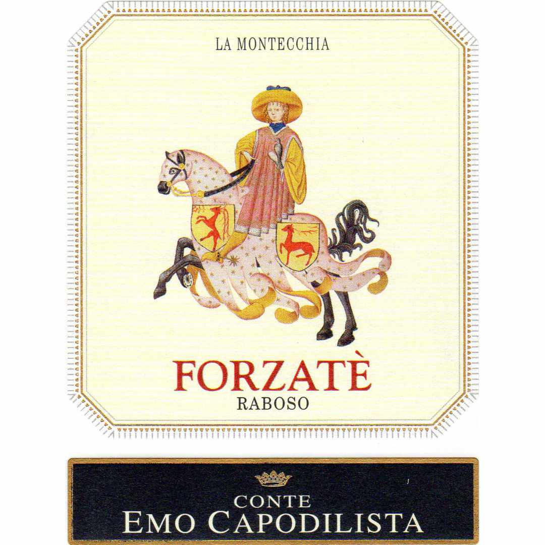 Conte Emo Capodilista La Montecchia Forzate a full bodied Italian red wine from the Veneto made from the Raboso grape this is the wine label and the wine was imported by Bat and Bottle