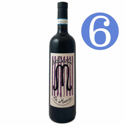 Le Marie Dolcetto Pinerolese DOC Fresh with a firm slap of tart berry fruit liquorice and ripe herb mint and walnut a light to medium bodied dry red wine from under Monviso, Piemonte