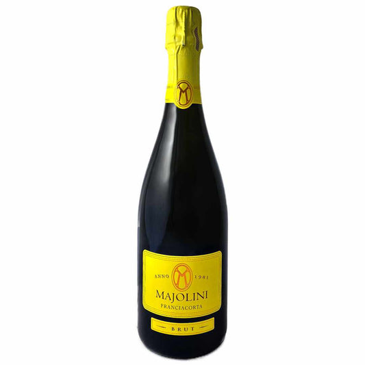 Majolini Franciacorta Brut non vintage Bat and Bottle house Champagne made from Chardonnay and Pinot Noir an artisan single estate and single vintage classic method Italian wine