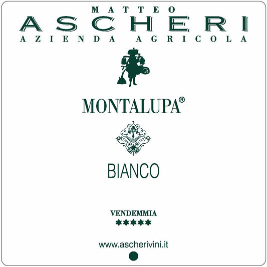 Matteo Asheri Montalupa Bianco a full bodied white wine made from Viognier grown near Bra now a Langhe DOCG wine
