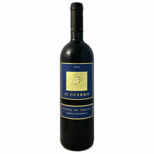 Paolo Petrilli Il Guerro 2019 pure barrel aged Nero di Troia from Daunia Puglia, full bodied Italian red wine. Imported by Bat and Bottle
