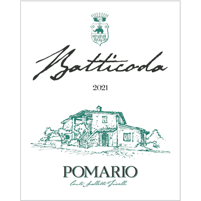 Pomario Batticoda 2021 a fresh dry white made from Batticoda an artisan, biodynamic producer in Umbria Italy - Label