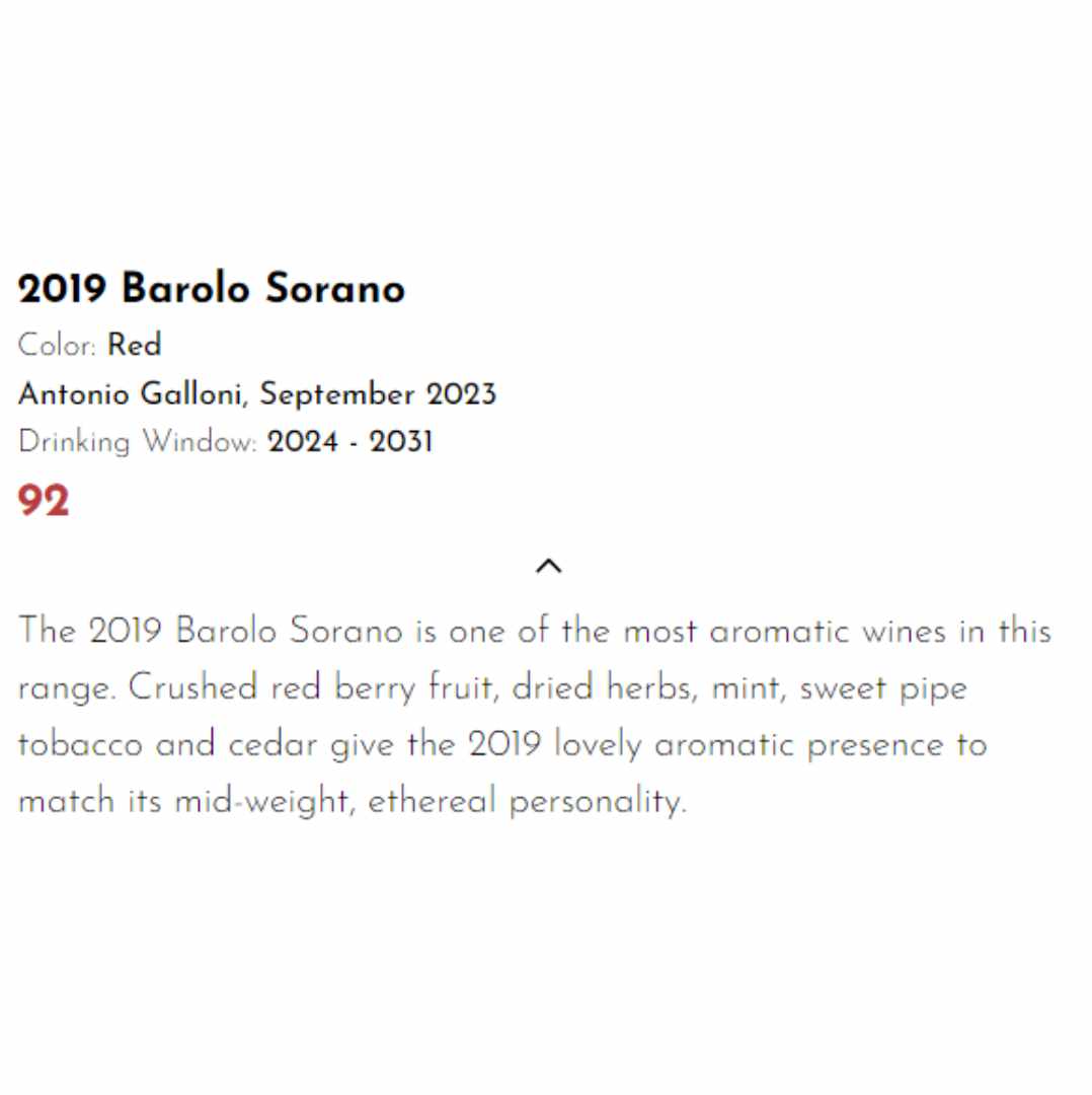 Antonio Galloni 92 points Ascheri Barolo Sorano