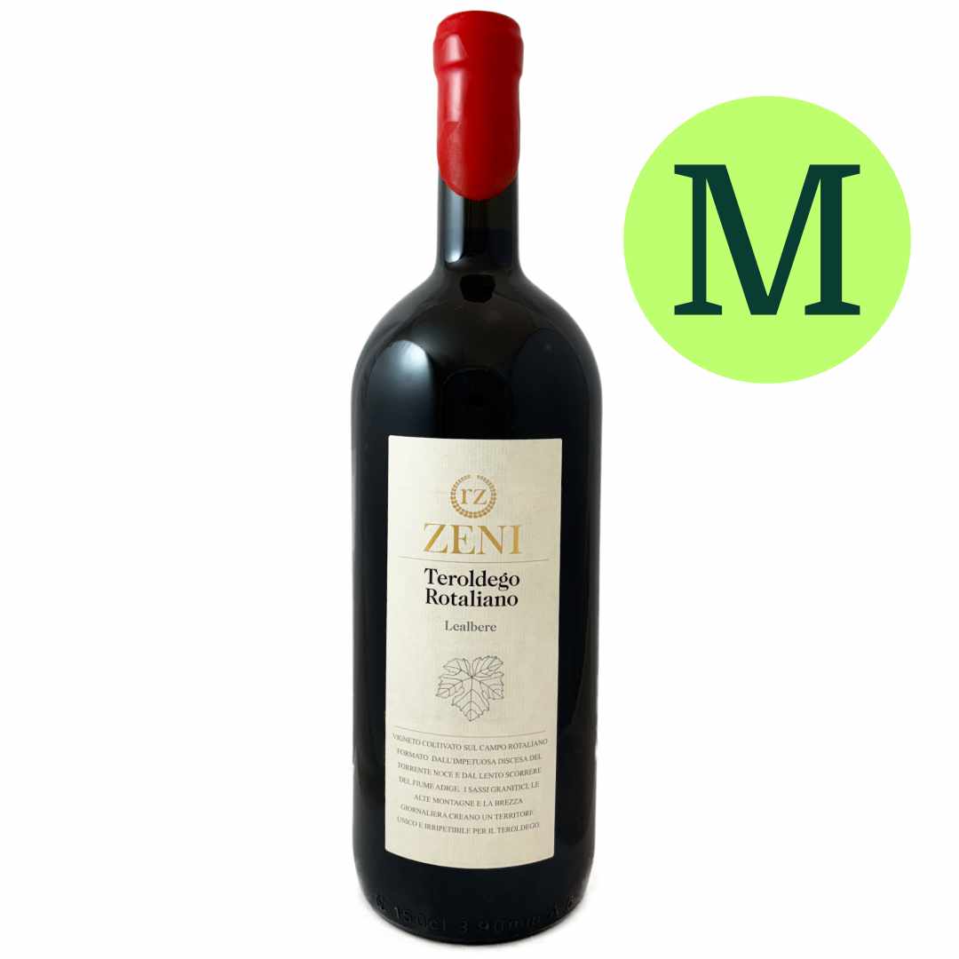 Roberti Zeni Teroldego di Rotaliano Lealbere 2016 a full bodied Italian red wine from the Dolomites bottled in magnum, large format