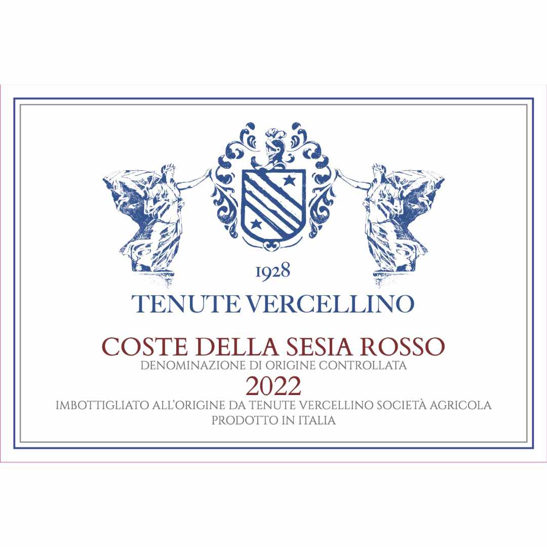 Tenute Vercellino Coste della Sesia Rosso 2022 a Nebbolo based Alto Piemonte wine with Croatina Barbera and Uva Rara medium bodied red Italian wine artisan production grown on sandy soils volcanic rock this is the wine label imported y Bat and Bottle