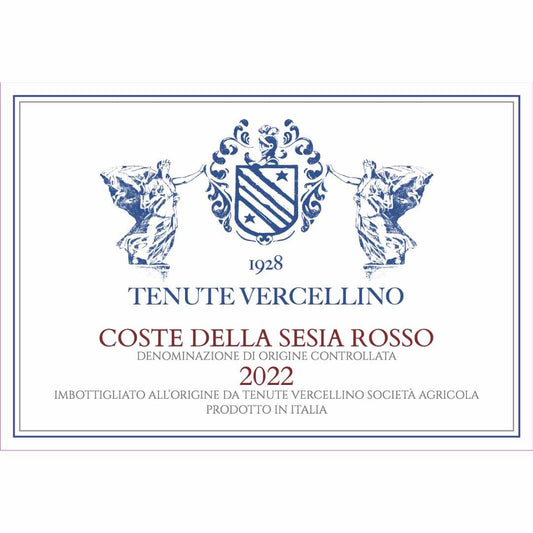 Tenute Vercellino Coste della Sesia Rosso 2022 a Nebbolo based Alto Piemonte wine with Croatina Barbera and Uva Rara medium bodied red Italian wine artisan production grown on sandy soils volcanic rock this is the wine label imported y Bat and Bottle