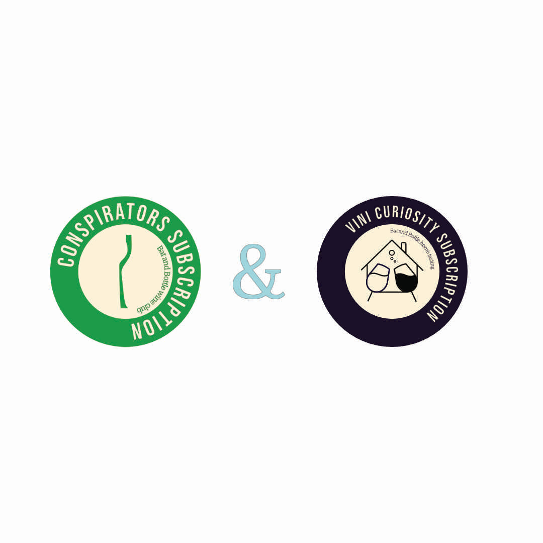 Subscribe to receive a Bat and Bottle Wine Club Conspirators Case along with a Vini Curiosity Home Tasting Kit