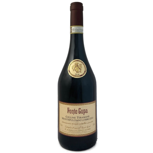 Camillo Montori. Montepulciano 'Fonte Cupa' Colline Terame unashamedly retro full bodied Italian red from the hills of the Abruzzo