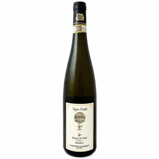 Cantine di Marzo Greco di Tufo Ortale Intense, complex dry white single-vineyard wine from Tufo in Campania, Italy