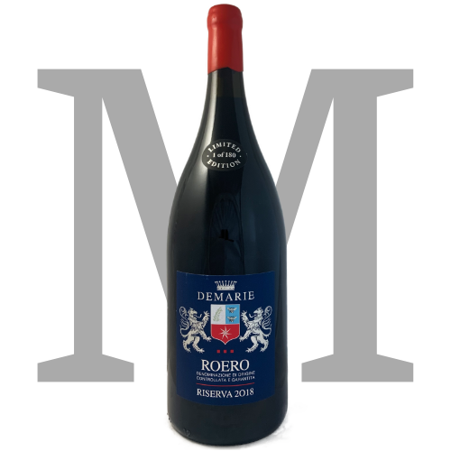 Demarie Nebbiolo Roero Riserva 2018 is a full bodied red wine made from Nebbiolo in the Roero Piemonte Italy