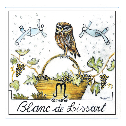 Le Marie Blanc de Lissart Wine Label a dry aromatic white from the grape Malvasia Moscato