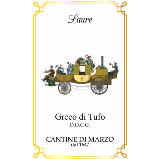 Cantine di Marzo. Greco di Tufo Laure Label single-vineyard greco, a dry white wine from Tufo Campania Italy