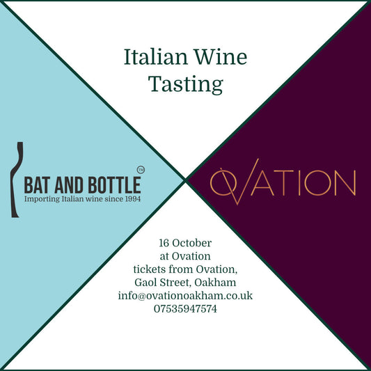 Bat and Bottle Wine Merchants Italian wine tasting at Ovation 16th October 2024