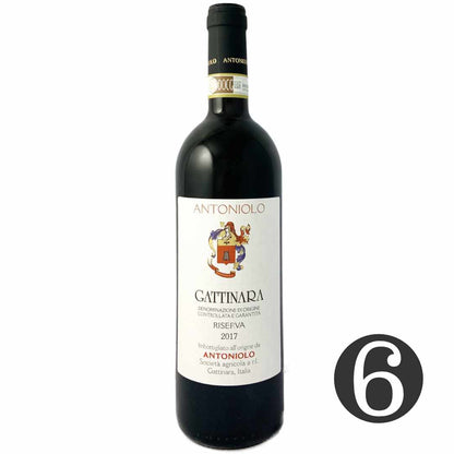 Italian red wine from Piemonte, Gattinara in the Alto Piemonte, made by Antoniolo, a Gattinara Riserva from Nebbiolo grown at high altitude on volcanic rock 6 bottle offer for the 2017 vintage