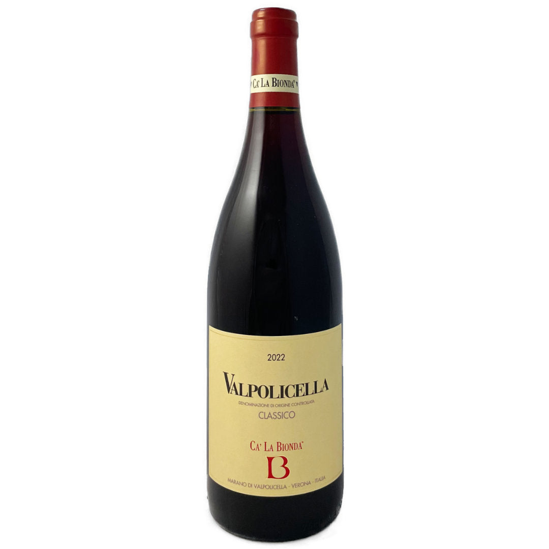 Ca la Bionda Valpolicella Classico 2022 Light to medium bodied dry red Italian wine, organically grown grapes in the Veneto