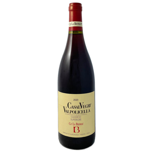 Ca la Bionda. Valpolicella Classico Superiore 'Casal Vegri' a single vineyard conventional wine, medium bodied, elegant and fine.