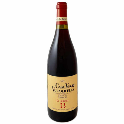 Ca la Bionda. Valpolicella Classico Superiore 'Casal Vegri' a single vineyard conventional wine, medium bodied, elegant and fine the wine bottle image from the 2022 vintage taken by Ben Robson imported by Bat and Bottle