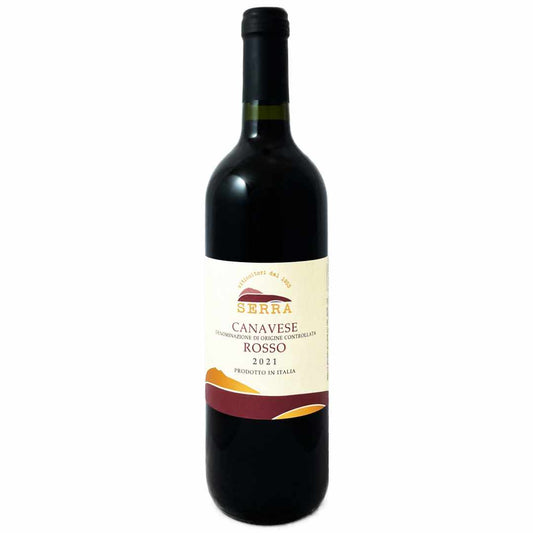 Cantina della Serra Canavese Rosso is a medium bodied dry red wine from north Piemonte made from Barbera, Nebbiolo, Freisa and Neretto grapes imported by Bat and Bottle wine merchants