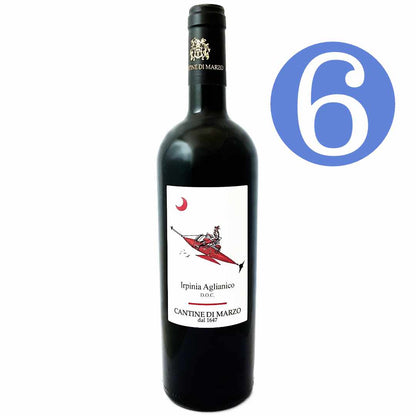 6 bottle offer on Cantine di Marzo's Aglianico Irpinia Selezioni. Italian full red wine. Tufo, Campania, Italy
