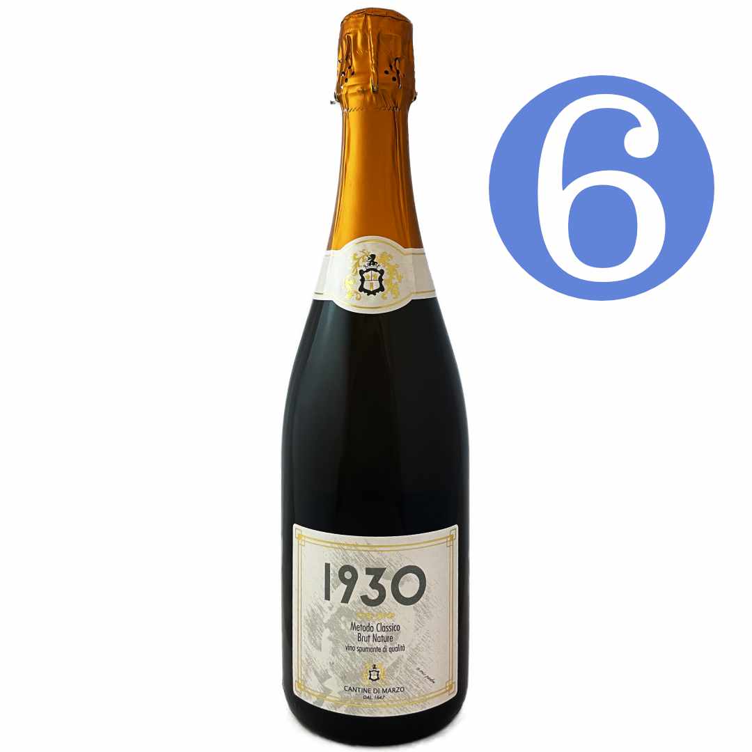 Bat and Bottle has6 bottle offer on Cantine di Marzo's Brut Nature Greco di Tufo Metodo Classico named in honour of Ferrante's father who can be seen on the label