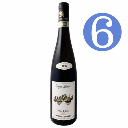 Cantine di Marzo Greco di Tufo Riserva 2022 a single vineyard dry white wine from Campania in southern Italy made by one of the oldest family owned estates in Italy this is the 6 bottle case image