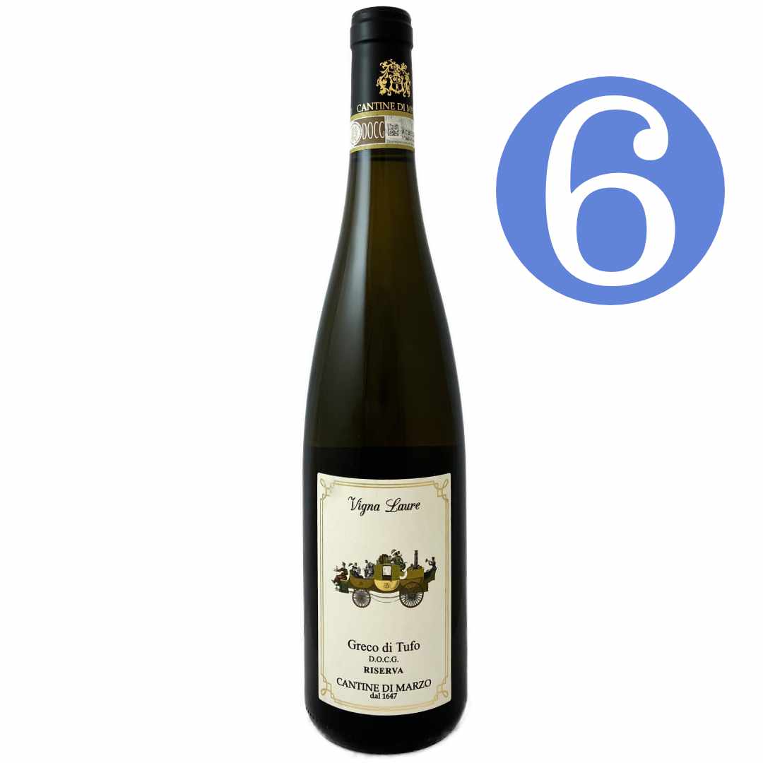 Cantine di Marzo Greco di Tufo Laure single-vineyard greco, a dry white wine from Tufo Campania Italy 6 bottle case offer