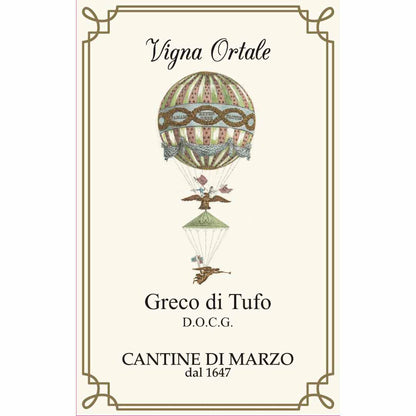 Cantine di Marzo Greco di Tufo Ortale  Intense, complex dry white single-vineyard wine from Tufo in Campania, Italy wine label imported by Bat and Bottle wine shop