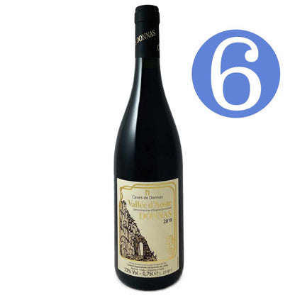 6 bottle offer on Caves de Donnas Vallee d'Aosta Donnas 2019 a medium bodied red Italian wine made from Picotendro also known as Nebbiolo on the mountainside of the Monterossa imported by Bat and Bottle