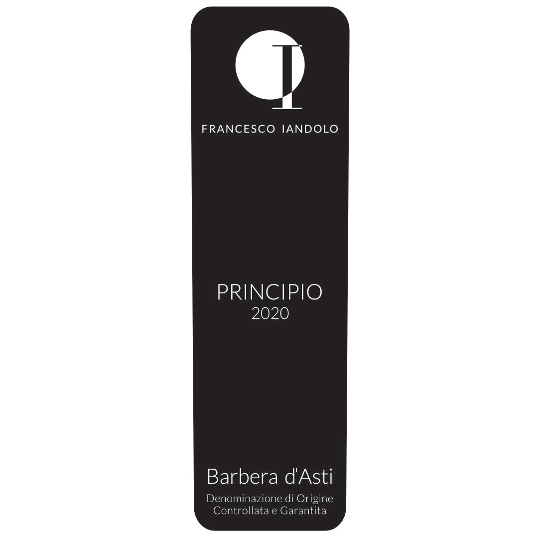 Francesco Iandolo Barbera d'Asti Principio 2020 artisan producer of Barbera and Timorasso medium bodied Italian red wine from Piemonte / Piedmont