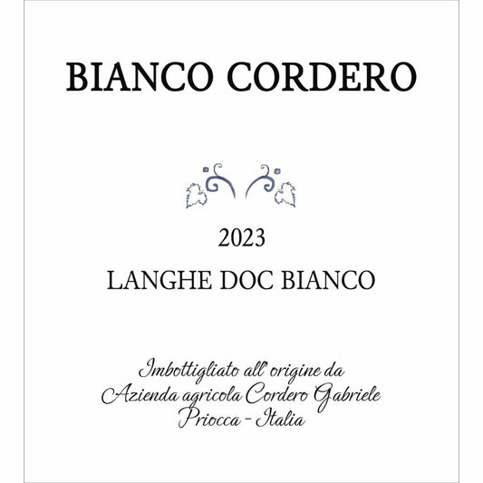 Gabriele Cordero Langhe Bianco 2023 an unusual dry white wine made from the Bianver or Bian Ver grape type in the Roero area of the Langhe in Piemonte in the north west of Italy imported by Bat and Bottle specialist Italian wine shop