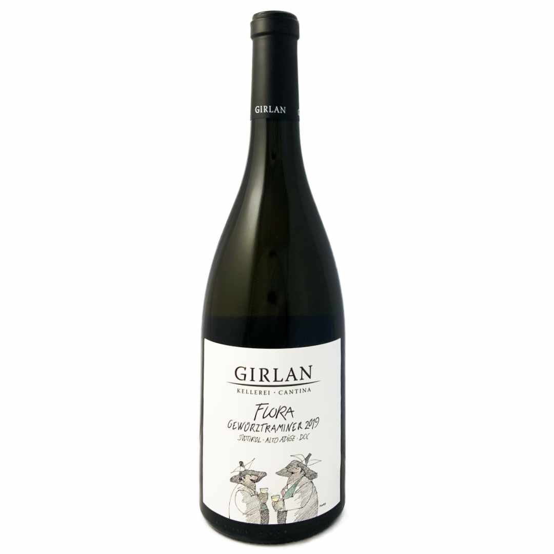 Girlan. Gewurztraminer 'Flora' Sudtirol Alto Adige Italian white wine 2019 vintage aromatic, full bodied not quite dry wine
