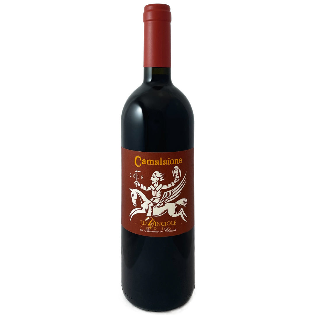 Le Cinciole Camalaione 2018 high altitude super-Tuscan full bodied red wine from Cabernet Sauvignon Merlot and Syrah certified organic farming along biodynamic principals imported by Bat and Bottle