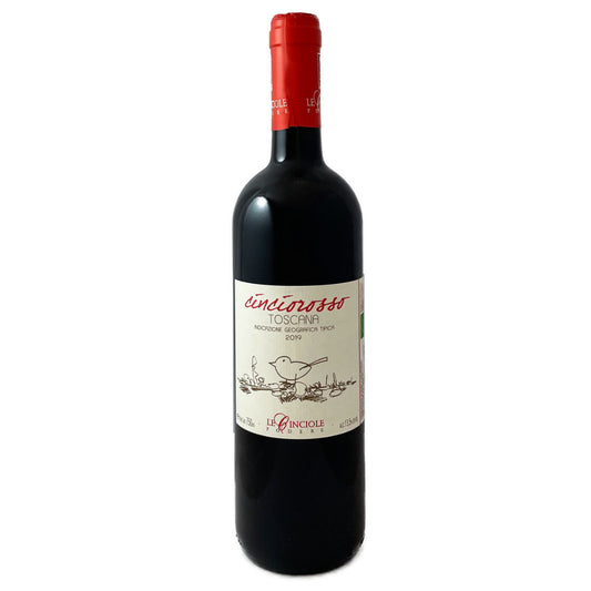 Podere Le Cinciole Panzano in Chianti Cinciorosso a medium bodied Italian red wine imported by Bat and Bottle it canot be called Chianti Classico as it contains a little too much Merlot and Syrah, it is mainly Sangiovese grown biodynamically 