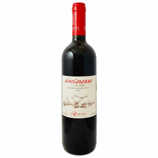 Podere Le Cinciole Panzano in Chianti Cinciorosso a medium bodied Italian red wine imported by Bat and Bottle it cannot be called Chianti Classico as it contains a little too much Merlot and Syrah, it is mainly Sangiovese grown organically 