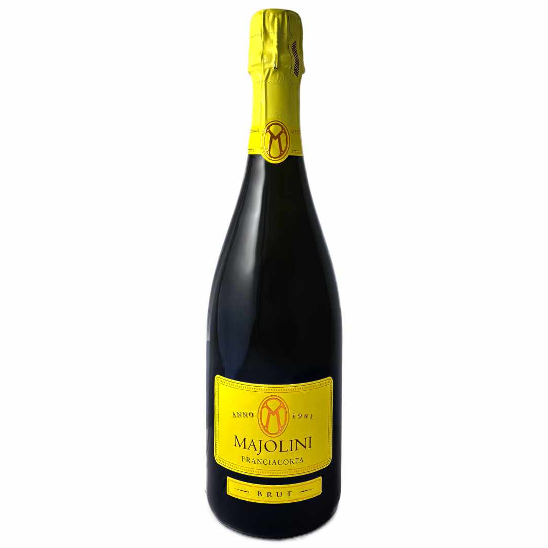 Majolini Franciacorta Brut non vintage Bat and Bottle house Champagne made from Chardonnay and Pinot Noir an artisan single estate and single vintage classic method Italian wine