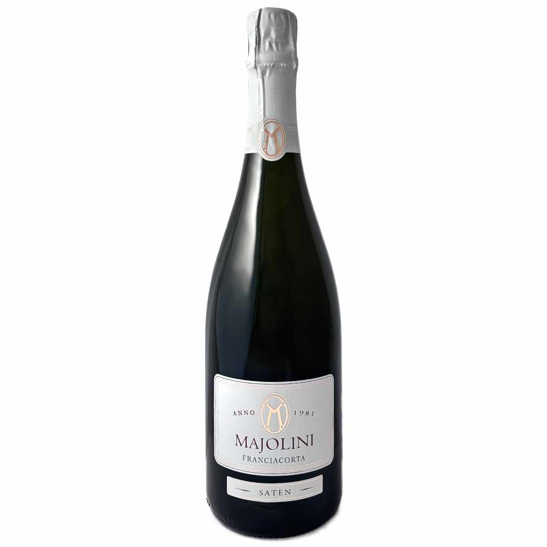 Majolini Franciacorta Saten a dry sparkling wine made from Chardonnay vines grown a altitude near Ome a Brut wine made in the classic Champagne method this stle has small bubbles and a slightly lower pressure, a little like a cremant