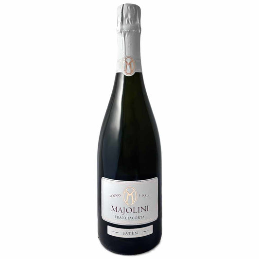 Majolini Franciacorta Saten a dry sparkling wine made from Chardonnay vines grown a altitude near Ome a Brut wine made in the classic Champagne method this stle has small bubbles and a slightly lower pressure, a little like a cremant