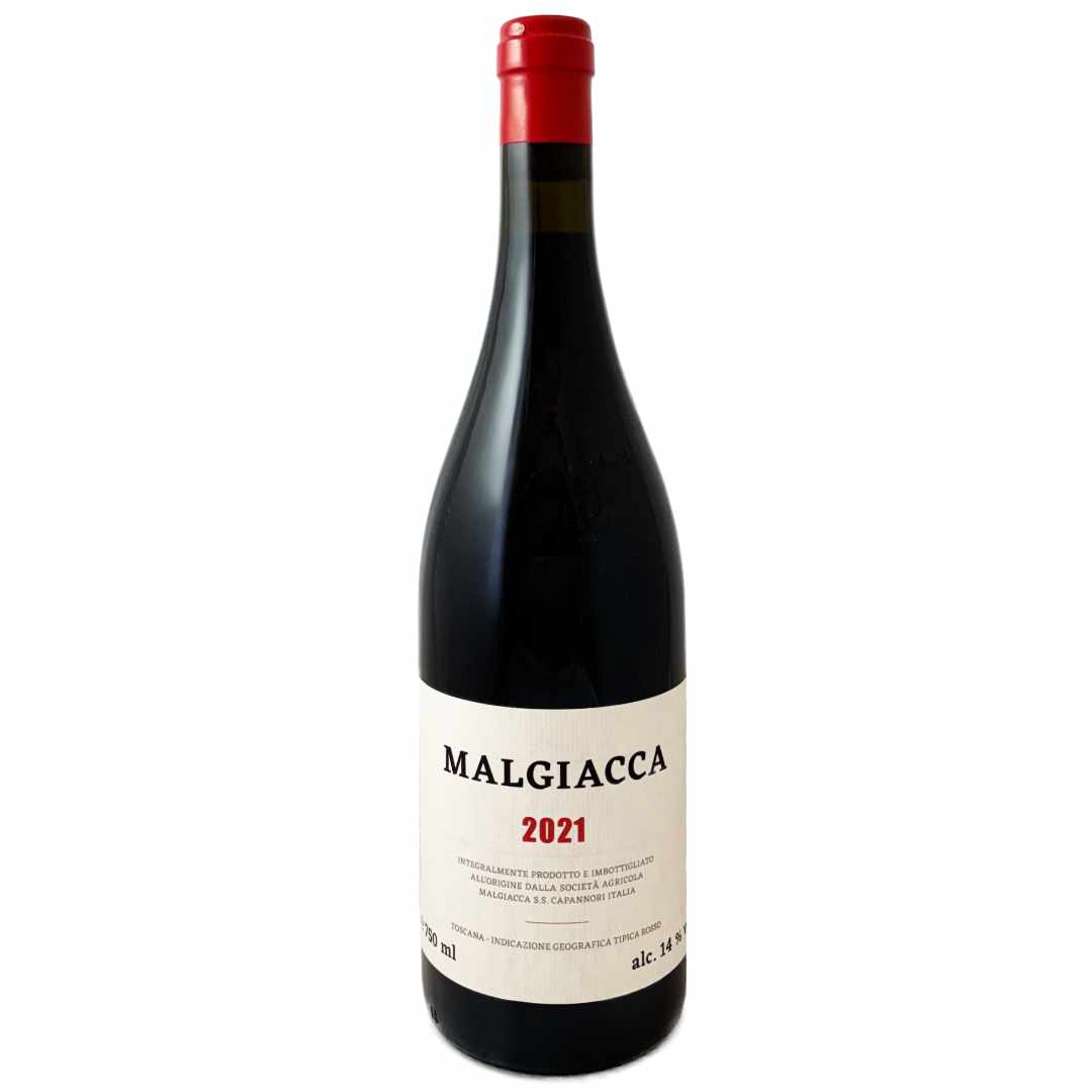 Malgiacca 2021 medium bodied Tuscan red wine from Luca from biodynamically farmed Sangiovese (50%), and Canaiolo, Ciliegiolo, Malvasia Nera, Barbera, Montepulciano, Chasselas, Merlot and Syrah grapes