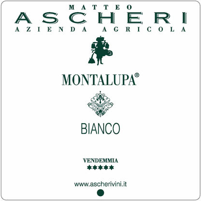 Matteo Asheri Montalupa Bianco a full bodied white wine made from Viognier grown near Bra now a Langhe DOCG wine