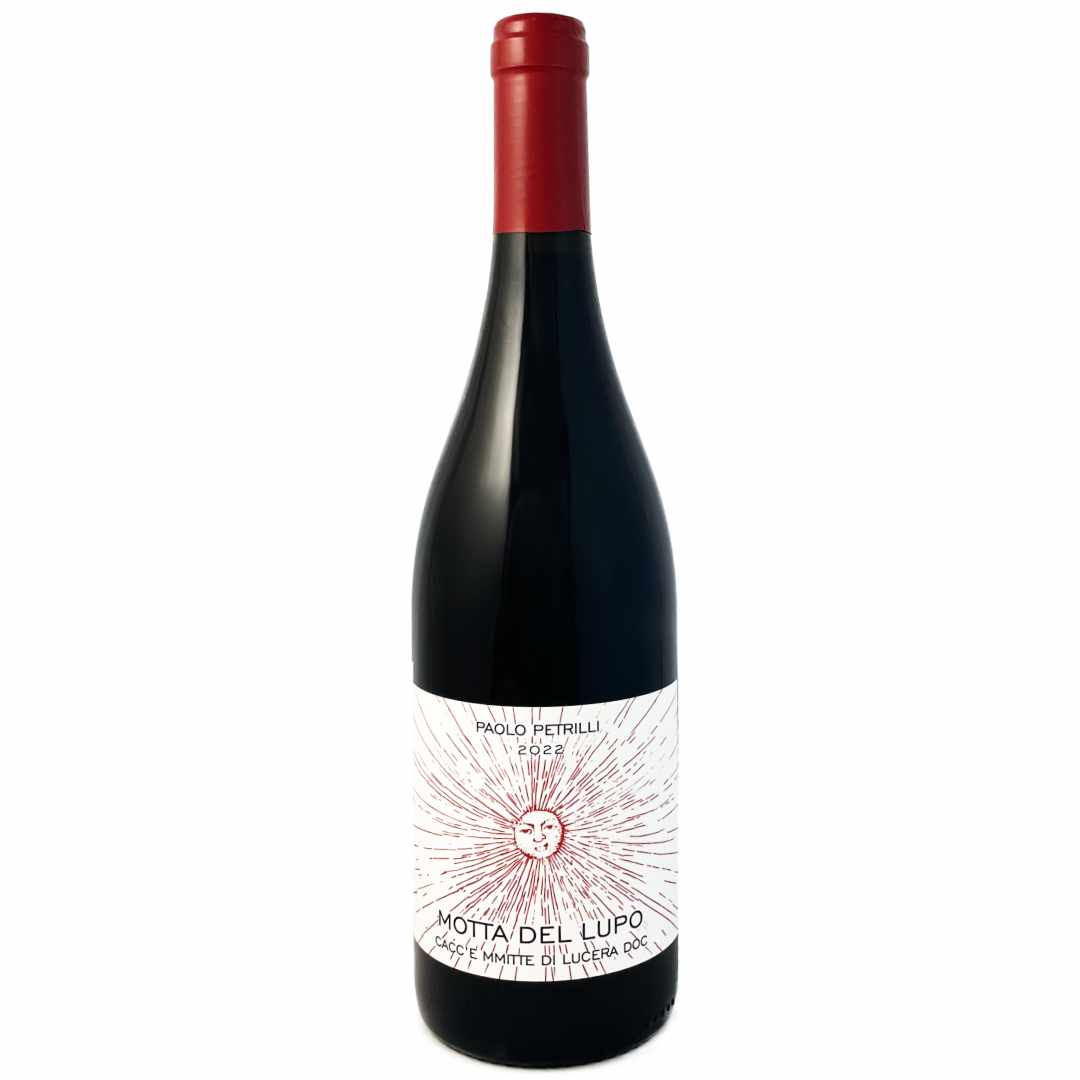 Paolo Petrilli. 'Motta del Lupo' Cacce Mmitte di Lucera Nero di Troia Sangiovese Montepulciano Bombino Bianco Medium bodied organic and vegan Italian red wine