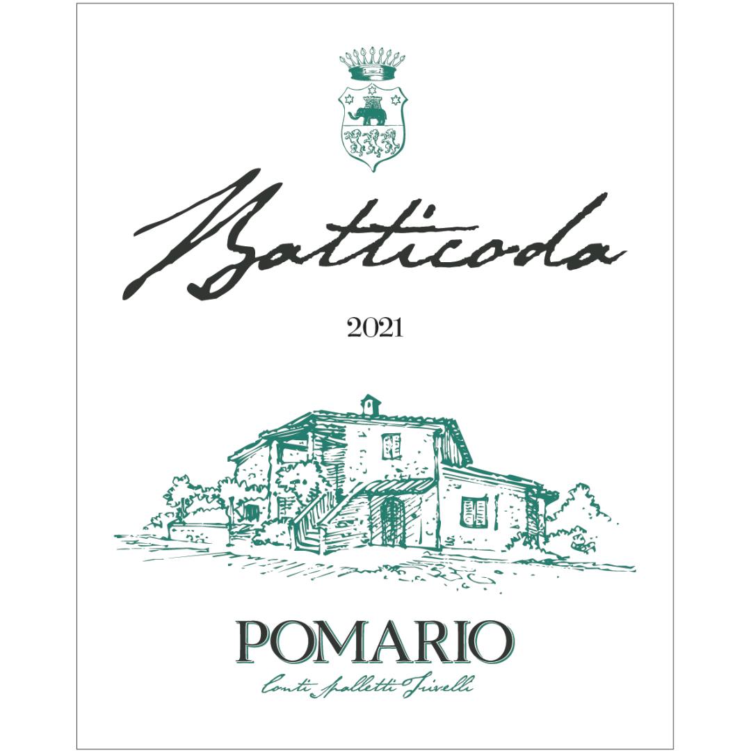 Pomario Batticoda 2021 a fresh dry white made from Batticoda an artisan, biodynamic producer in Umbria Italy - Label