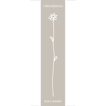 wine label for Roccafiore l'Altrobianco a trebbiano spoletino that was imported by Bat and Bottle and featured in the July 2023 Vini Curiosity Wine Club Case