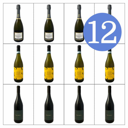 Italian charmat or Marinotti mixed case of Erbaluce Cococciiola and Glera 12 bottle case