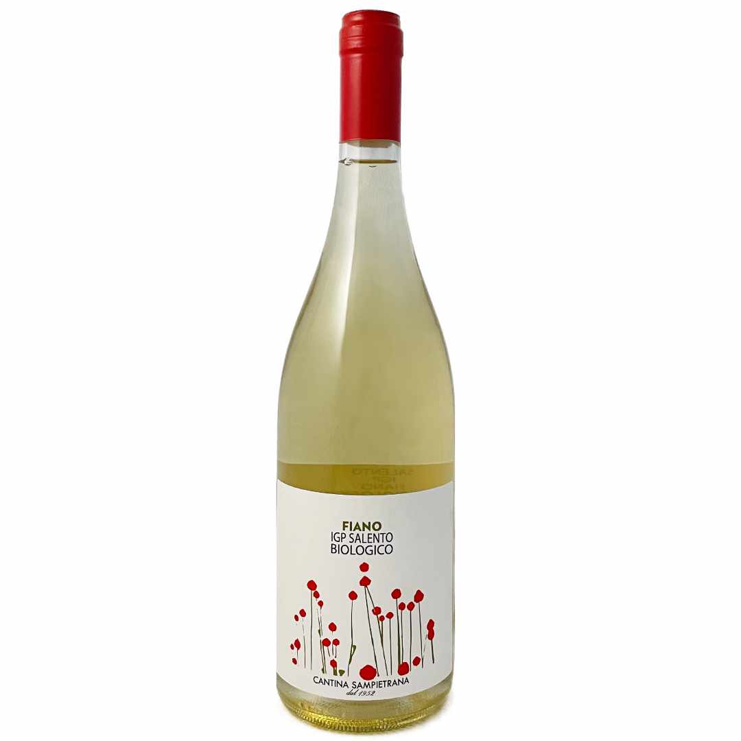 Sampietrana. Salento Fiano Biologico Organic dry white wine from Puglia / Apuglia Italy