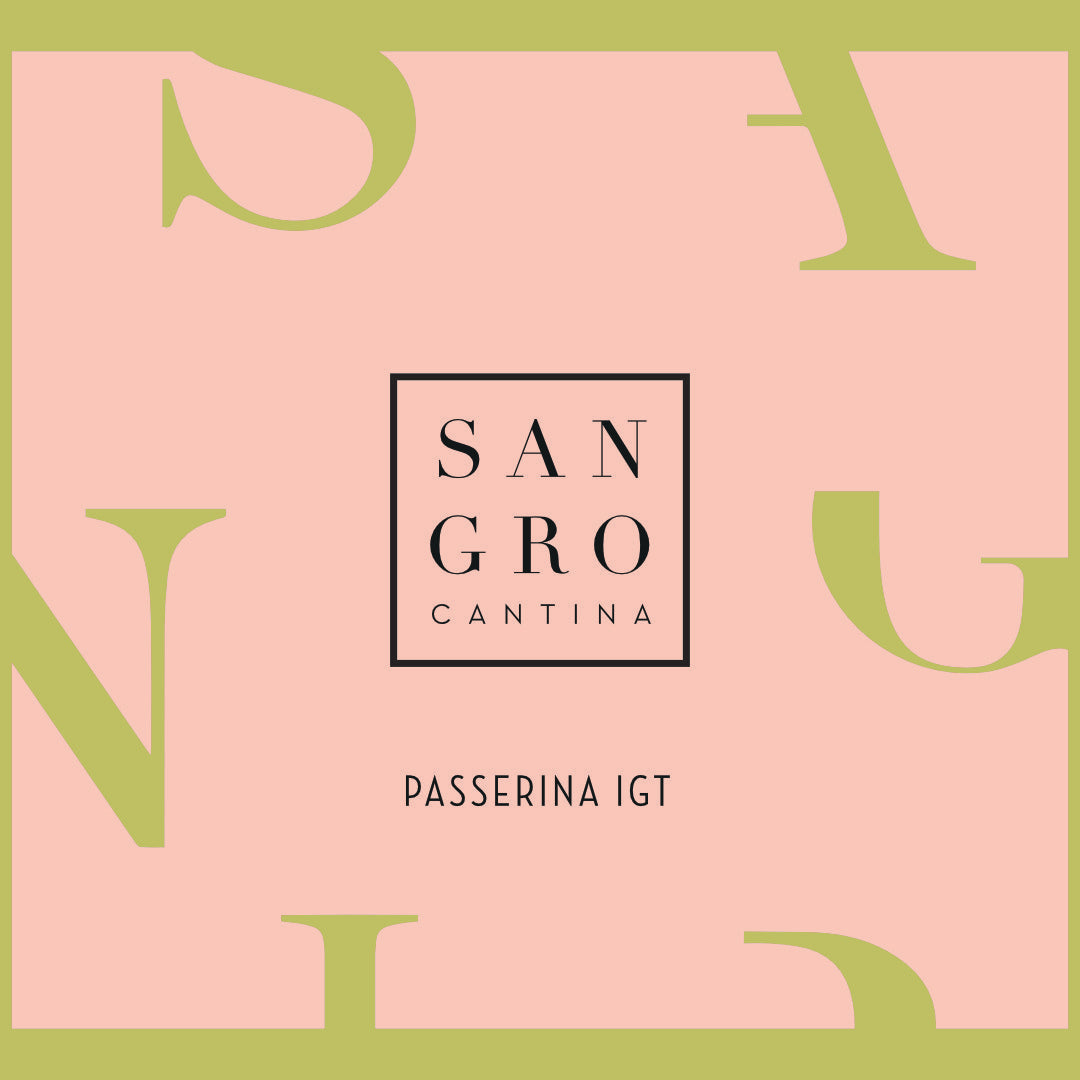 Cantina Sangro Passerina label a dry white wine from Chieti in the southern part of the Abruzzo on the Adriatic coast imported by Bat and Bottle