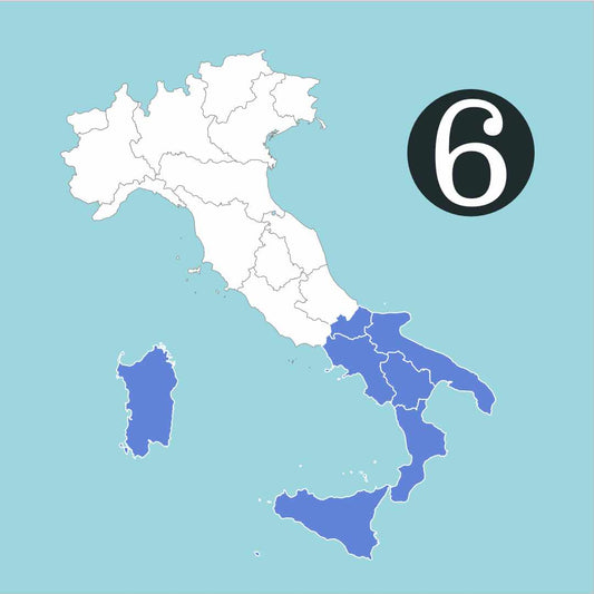 South and the Islands mixed case Molise Puglia Apuglia Basilicata Campania Calabria Sicilia Sicily Sardinia 