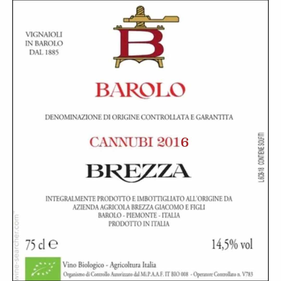 Brezza. Barolo 'Cannubi' 2016 bottle 8498. Italian medium to full bodied red wine